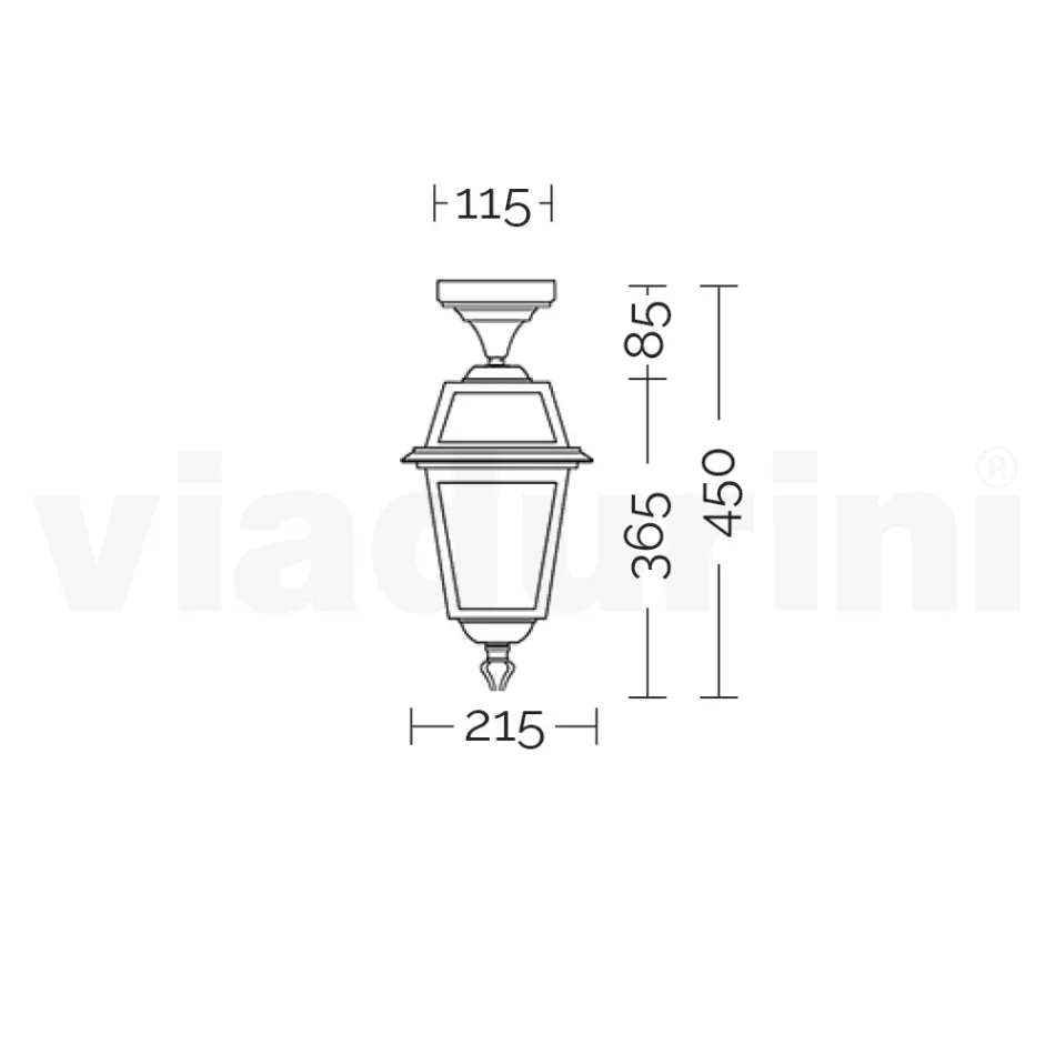 Garden Ceiling Lantern in Anthracite Aluminium and Sandblasted Glass - Elric Viadurini