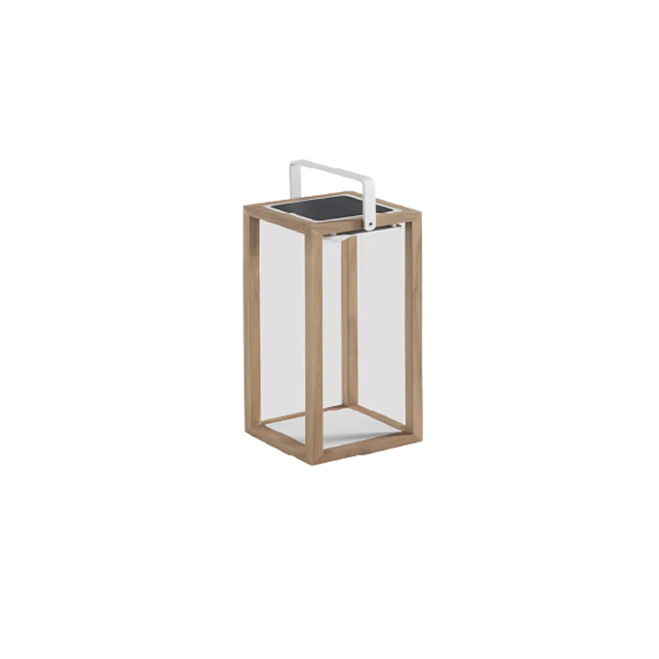 Outdoor Solar Lantern with Painted Aluminium or Teak Structure - Greg Viadurini