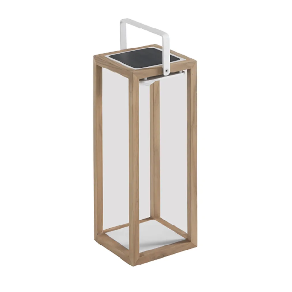 Outdoor Solar Lantern with Painted Aluminium or Teak Structure - Greg Viadurini