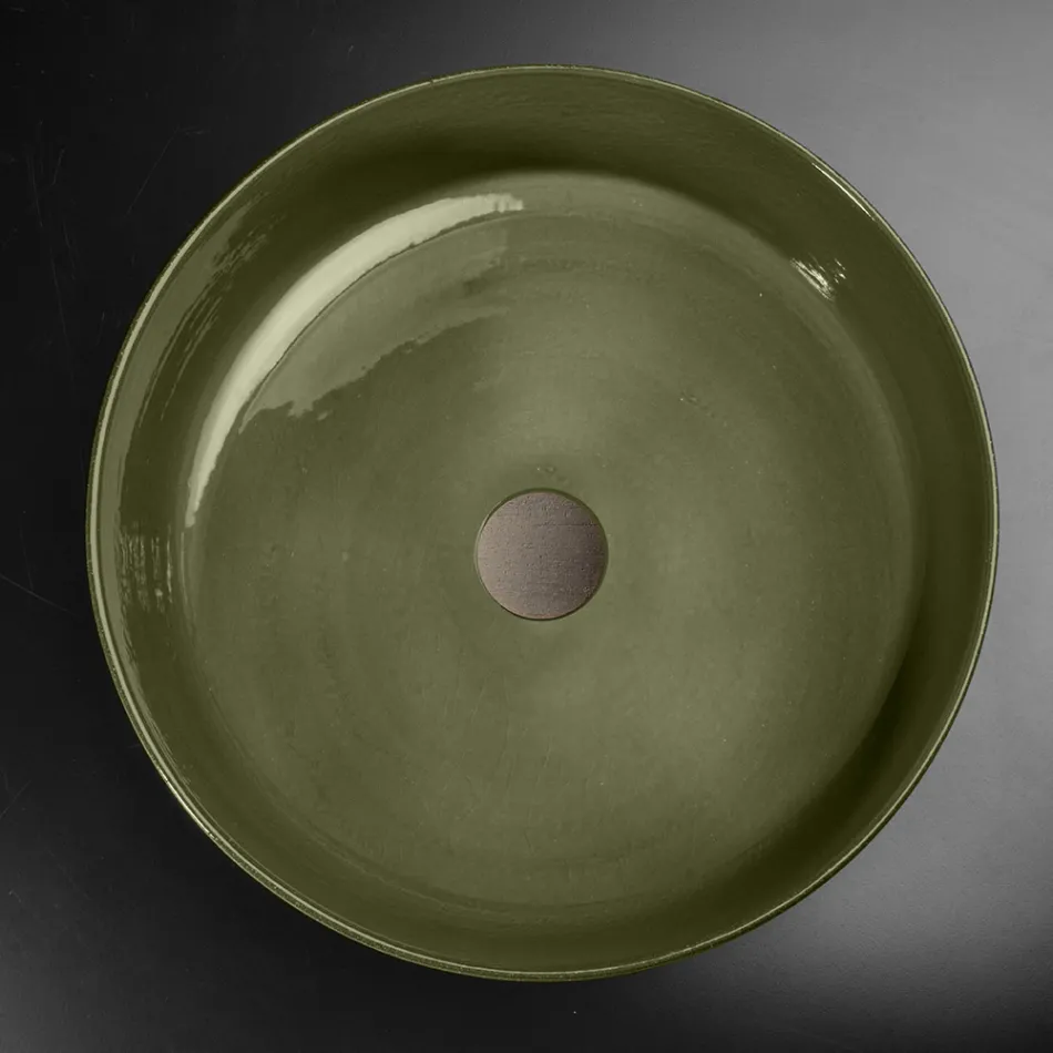 Green Refractory Clay Bowl Washbasin Made in Italy - Tatiana Viadurini