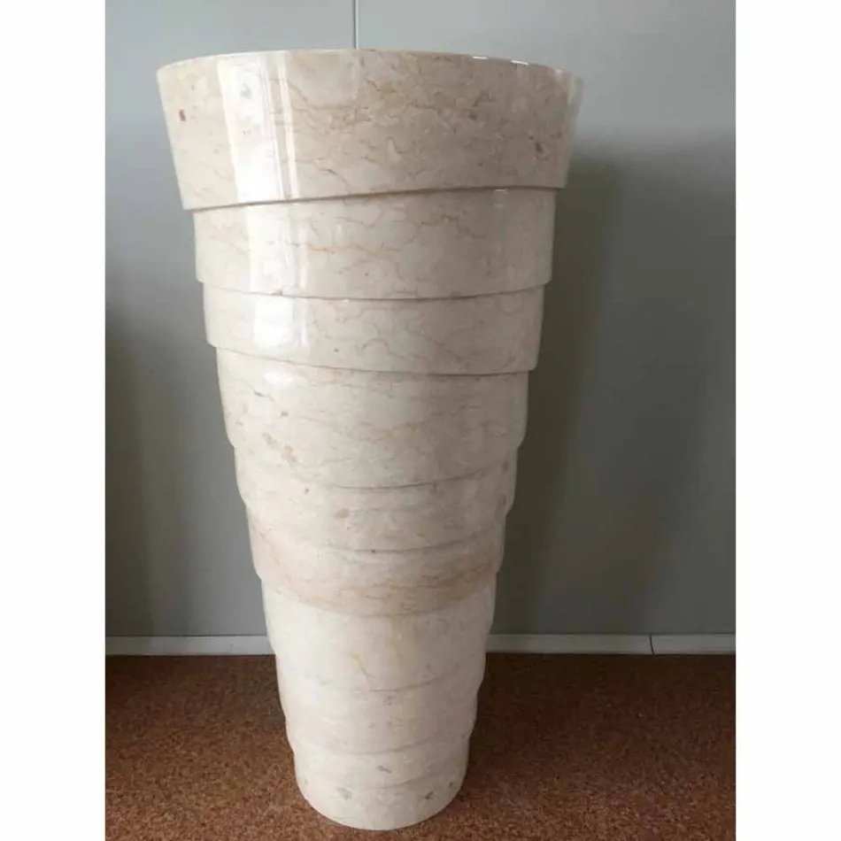 Design bathroom sink in white Brent stone, unique piece Viadurini