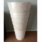 Design bathroom sink in white Brent stone, unique piece Viadurini