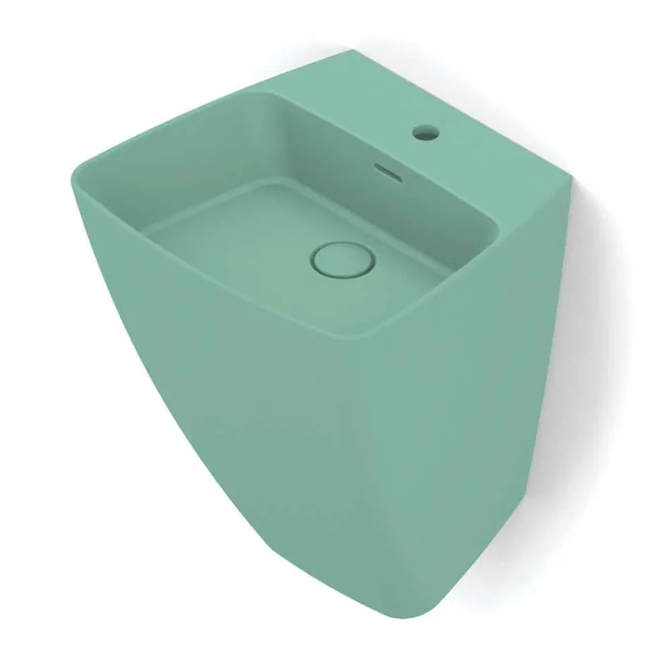 Modern design wall-mounted ceramic washbasin made in Italy, Goran Viadurini