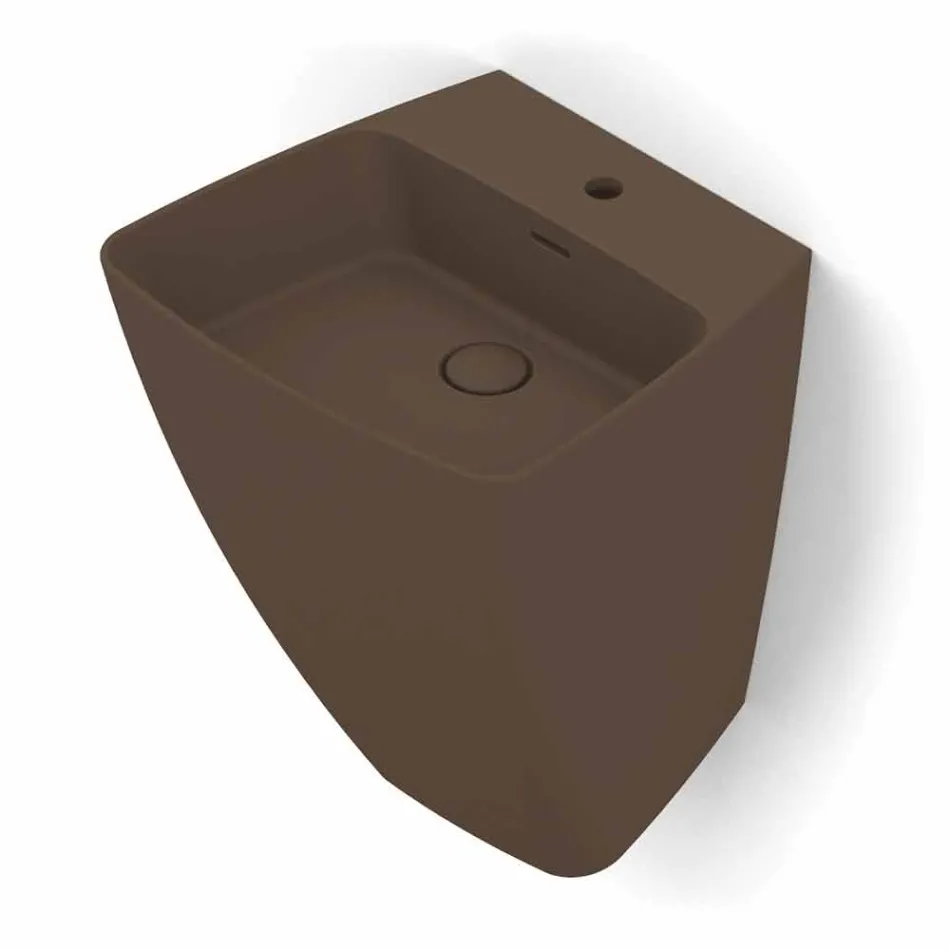 Modern design wall-mounted ceramic washbasin made in Italy, Goran Viadurini