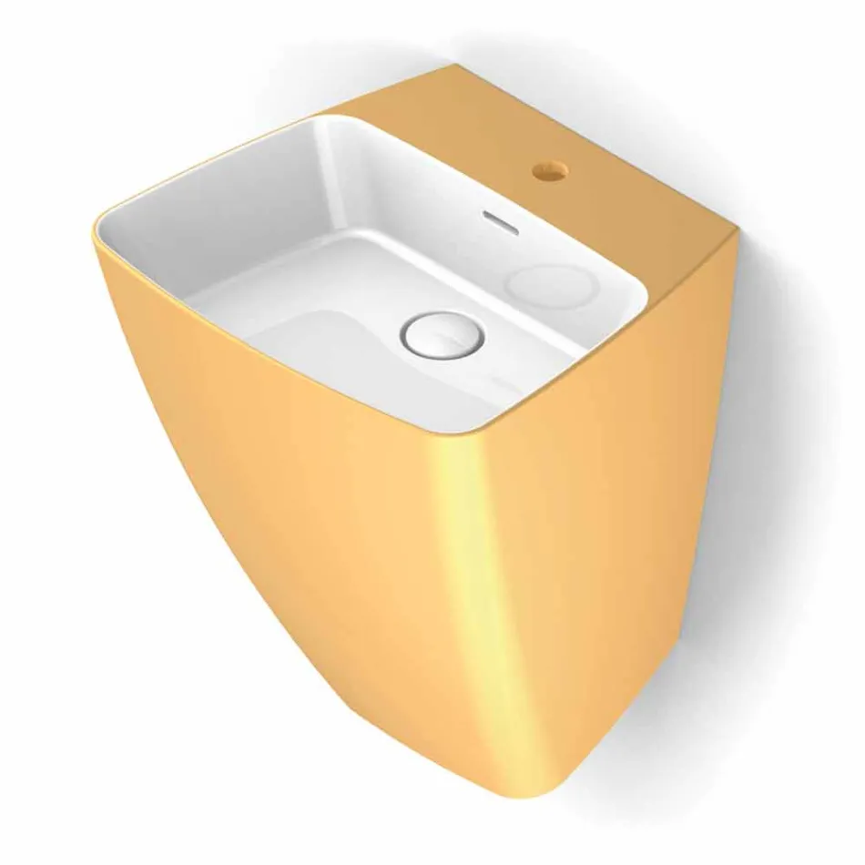 Modern design wall-mounted ceramic washbasin made in Italy, Goran Viadurini