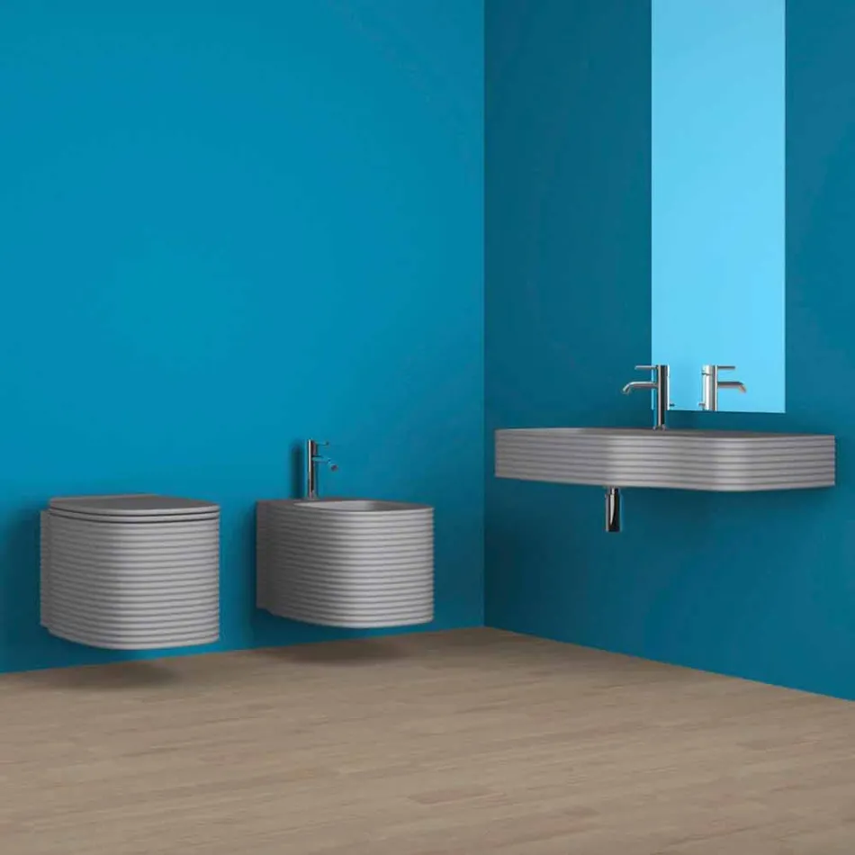 Modern ceramic wall-mounted washbasin made in Italy, Hamlet Viadurini