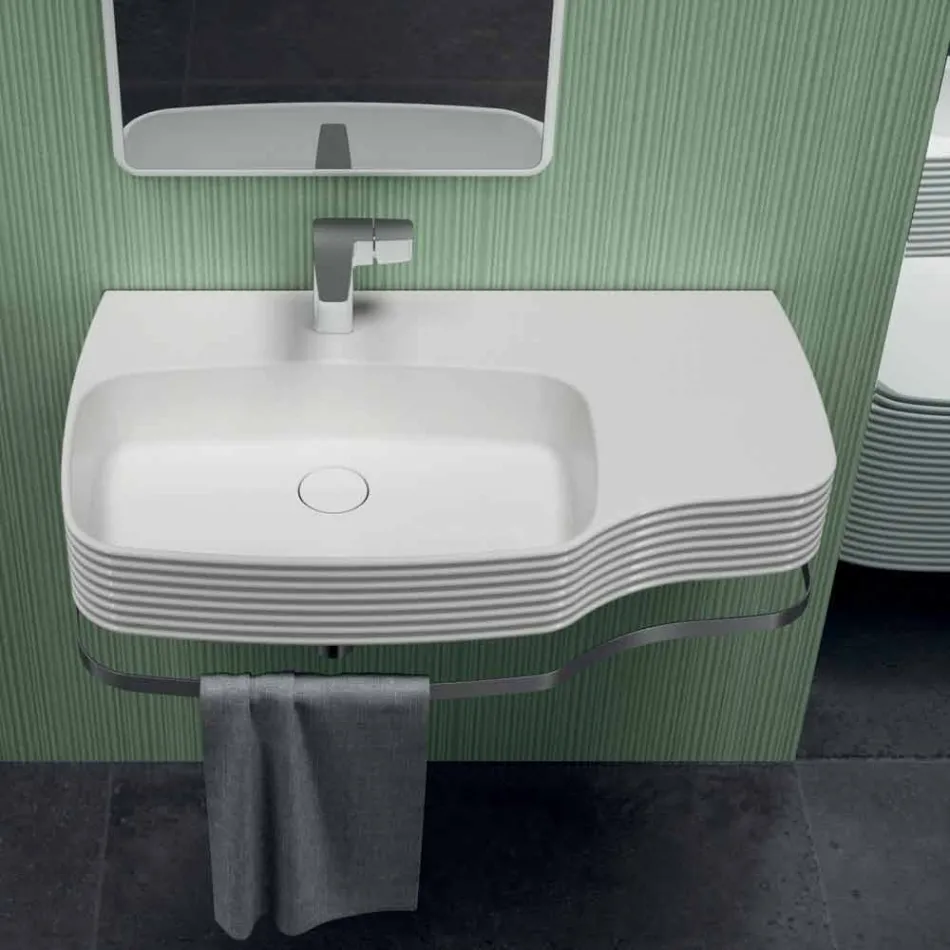 Modern ceramic wall-mounted washbasin made in Italy, Hamlet Viadurini