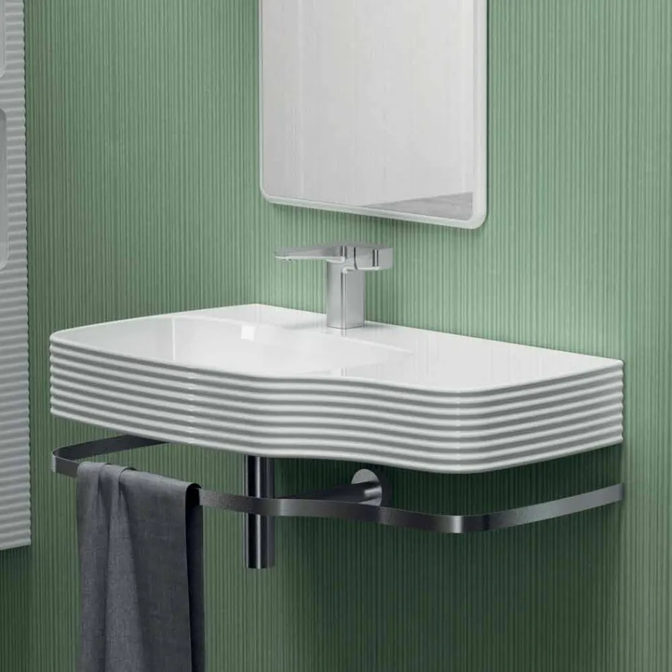Modern ceramic wall-mounted washbasin made in Italy, Hamlet Viadurini