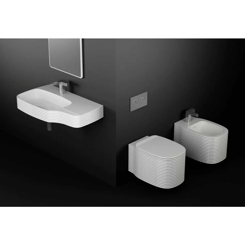 Modern ceramic wall-mounted washbasin made in Italy, Hamlet Viadurini
