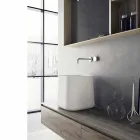 Modern Design Square Countertop Washbasin in White Resin - Tulyp Viadurini