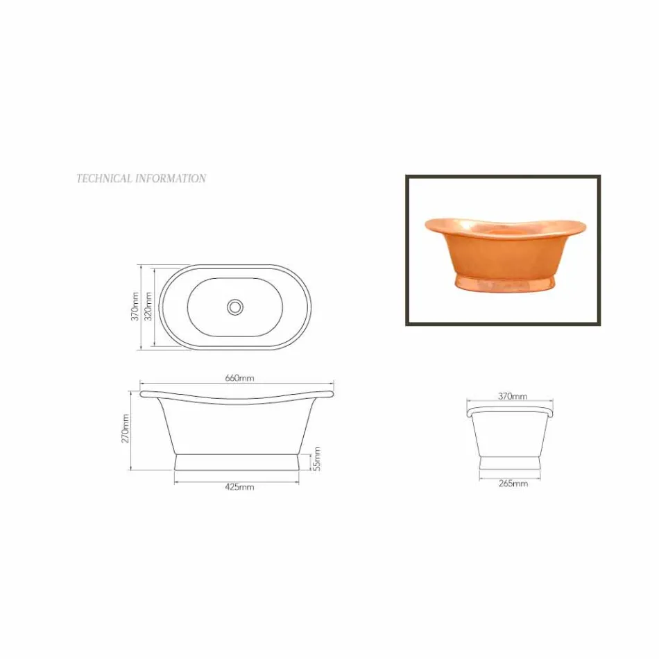 Sink design support copper handmade Cala Viadurini