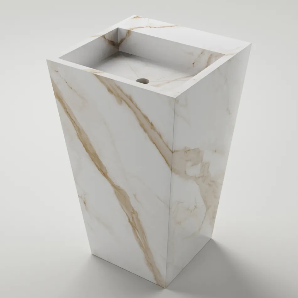 Column Bathroom Washbasin in Porcelain Stoneware Made in Italy - Baia Viadurini