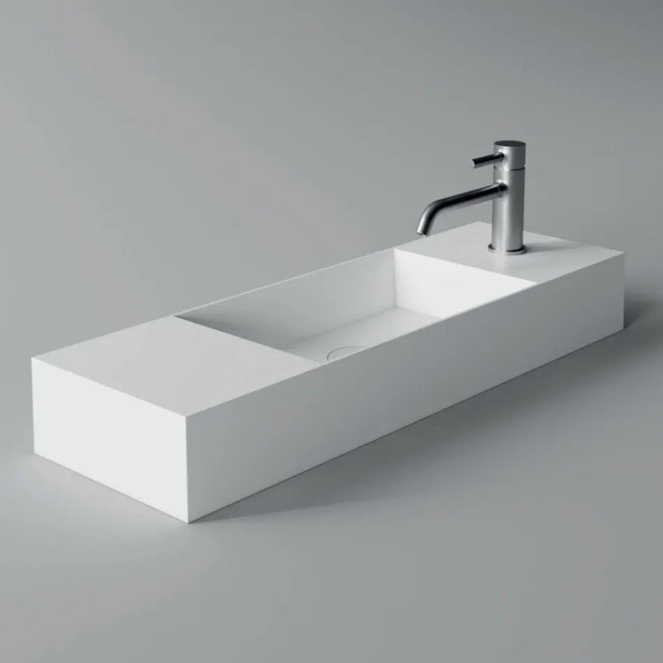 Countertop or Wall-Mounted Bathroom Washbasin in Ceramic Made in Italy - Act Viadurini