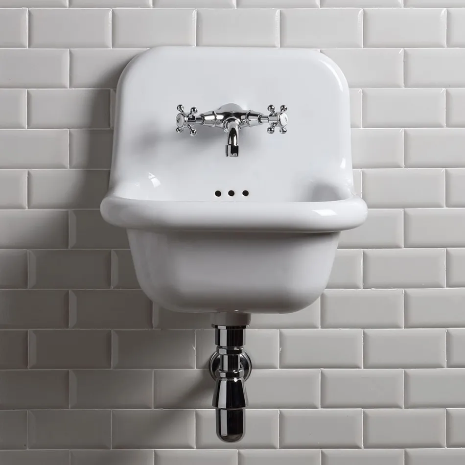 Freestanding Bathroom Washbasin in White and Colored Ceramic 42 cm - Meridiano Viadurini