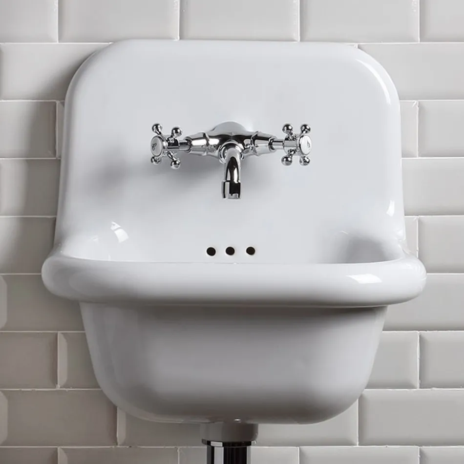 Freestanding Bathroom Washbasin in White and Colored Ceramic 42 cm - Meridiano Viadurini