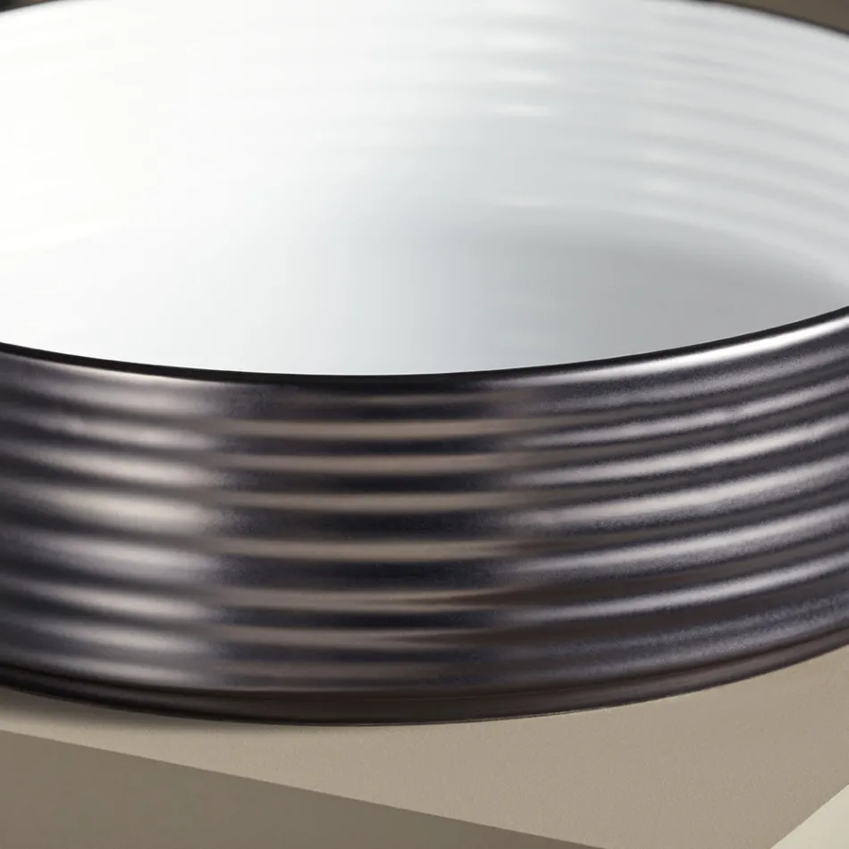 Bathroom sink in hand-turned porcelain stoneware Made in Italy - Darts Viadurini