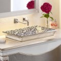 Semi-recessed sink hand decorated in fire clay made in Italy, Guido