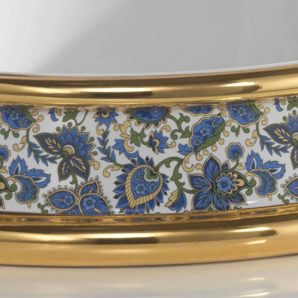 Semi-recessed bathroom sink in fire clay and gold made in Italy, Manilo Viadurini