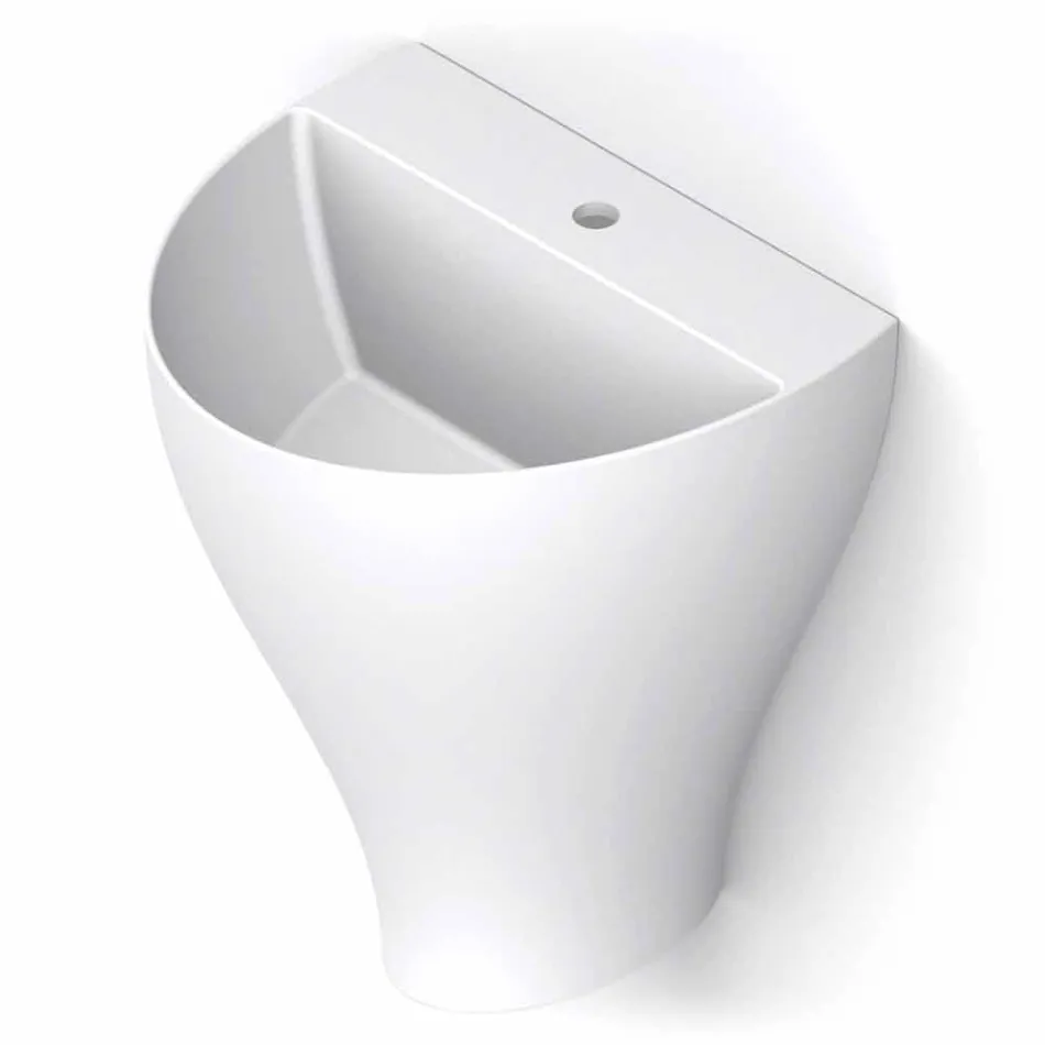 Modern ceramic wall hung bathroom sink made in Italy, Fiorello Viadurini