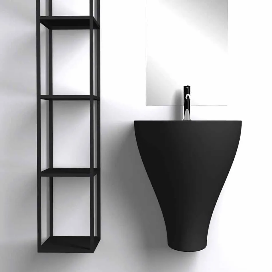 Modern ceramic wall hung bathroom sink made in Italy, Fiorello Viadurini