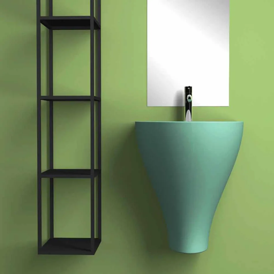 Modern ceramic wall hung bathroom sink made in Italy, Fiorello Viadurini