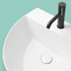 Modern ceramic wall hung bathroom sink made in Italy, Fiorello Viadurini