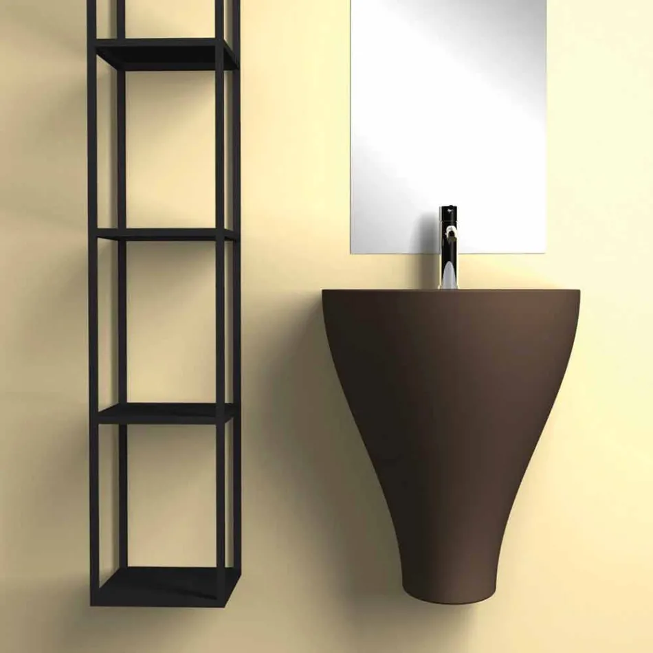 Modern ceramic wall hung bathroom sink made in Italy, Fiorello Viadurini
