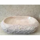 Cora oval white washbasin, handmade Viadurini