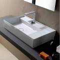 Modern design countertop ceramic washbasin made in Italy Sun 65x40 cm