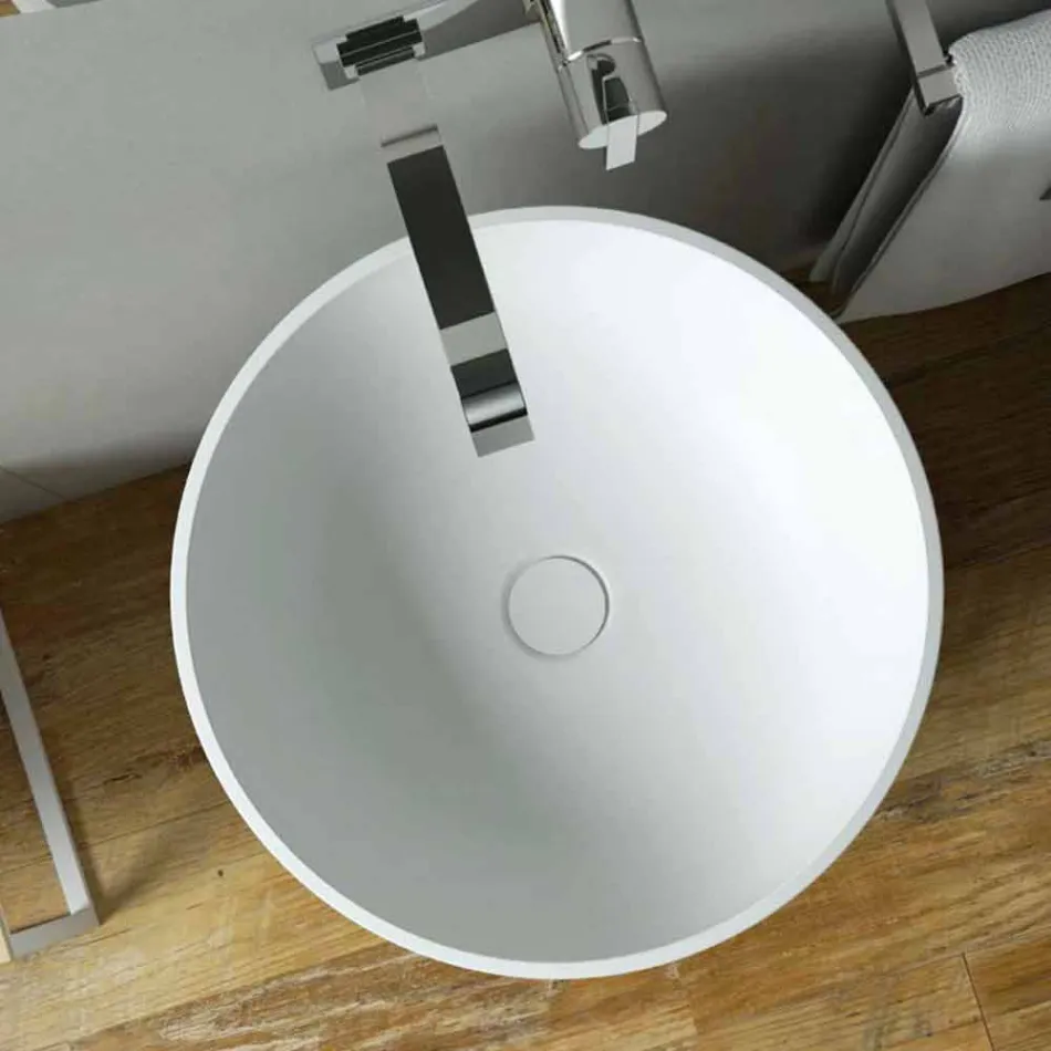 Cylindrical freestanding floor washbasin produced in Italy, Rumo Viadurini