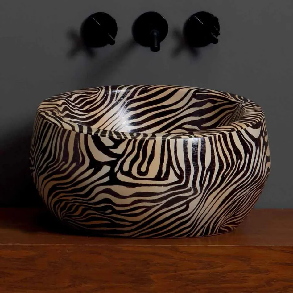 Modern countertop ceramic washbasin made in Italy by Elisa Viadurini
