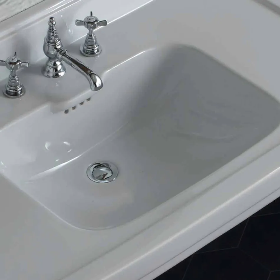 Console washbasin in white ceramic of classic Italian design, Swami Viadurini