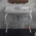 Classic Italian design console washbasin in white ceramic, Swami