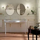 Vintage Console Washbasin with Double Bowl and Ceramic Feet Made in Italy - Paulina Viadurini