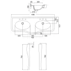 Vintage Console Washbasin with Double Bowl and Ceramic Feet Made in Italy - Paulina Viadurini