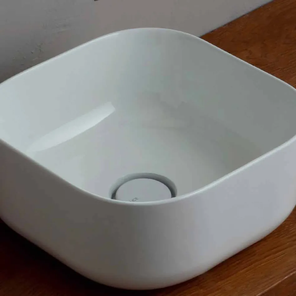 37x37cm ceramic wash basin made in Italy Star, modern design Viadurini