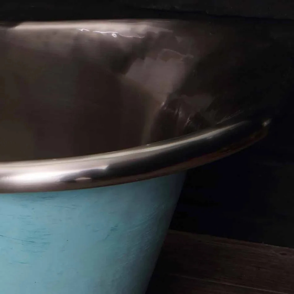 Washbasin finished in white iron and verdigris Cala Viadurini