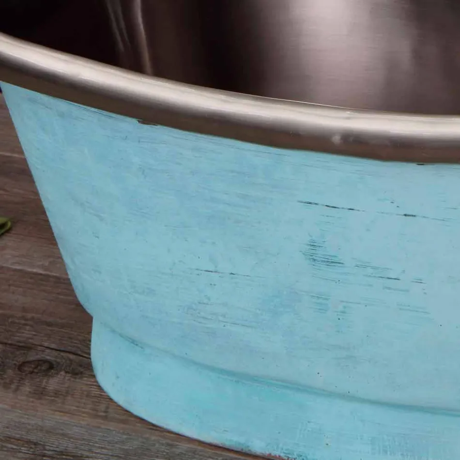 Washbasin finished in white iron and verdigris Cala Viadurini