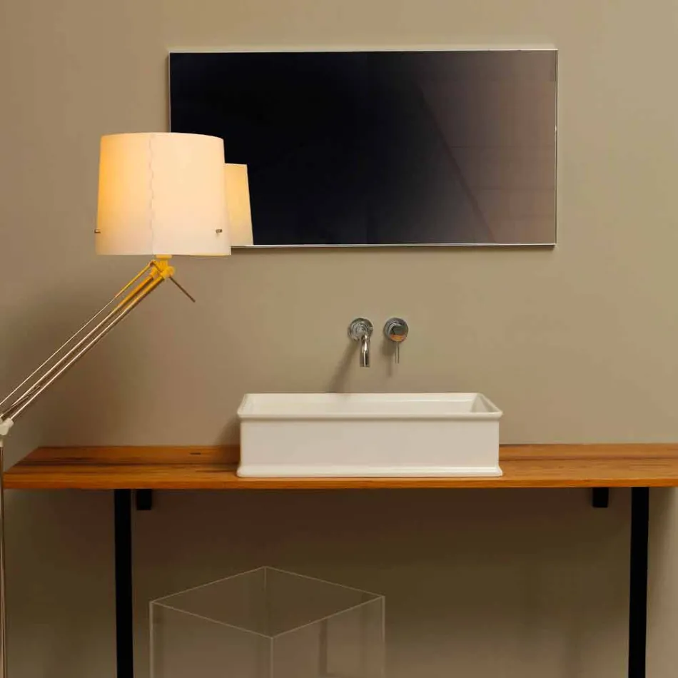 Countertop washbasin with a neoclassical ceramic design made in Italy Debora Viadurini