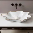Countertop design ceramic white gold washbasin made in Italy Rayan Viadurini
