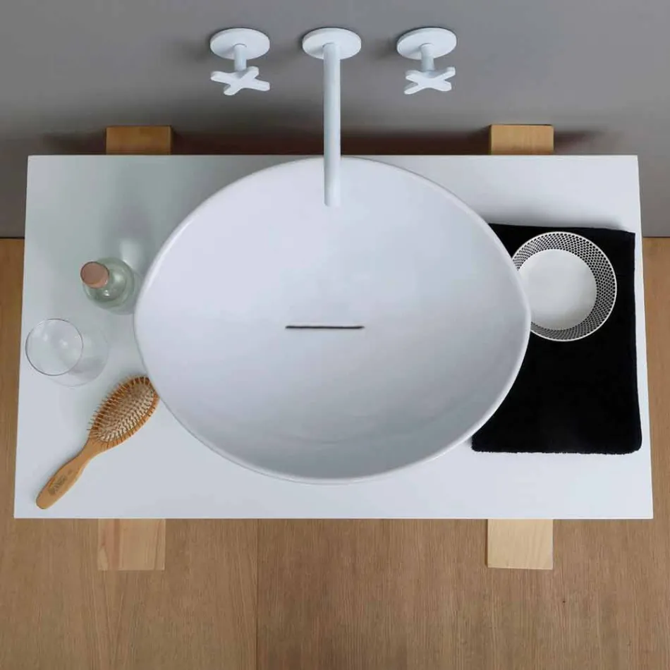Trendy design ceramic washbasin made in Italy Viadurini