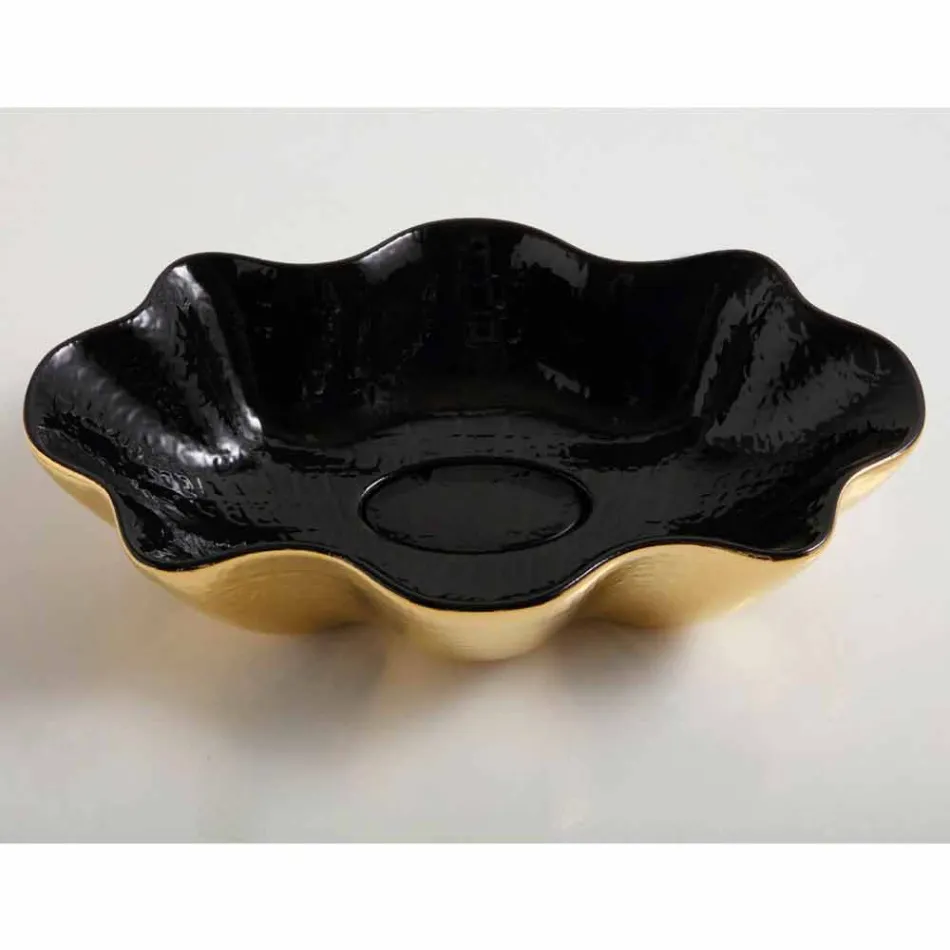 Countertop washbasin in black and gold ceramic design made in Italy Cubo Viadurini