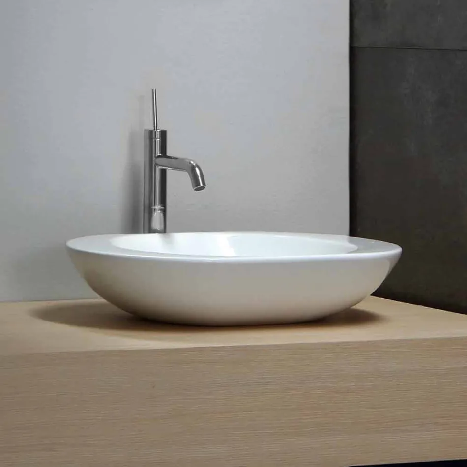 Design Countertop Washbasin in White or Melle Colored Ceramic Viadurini