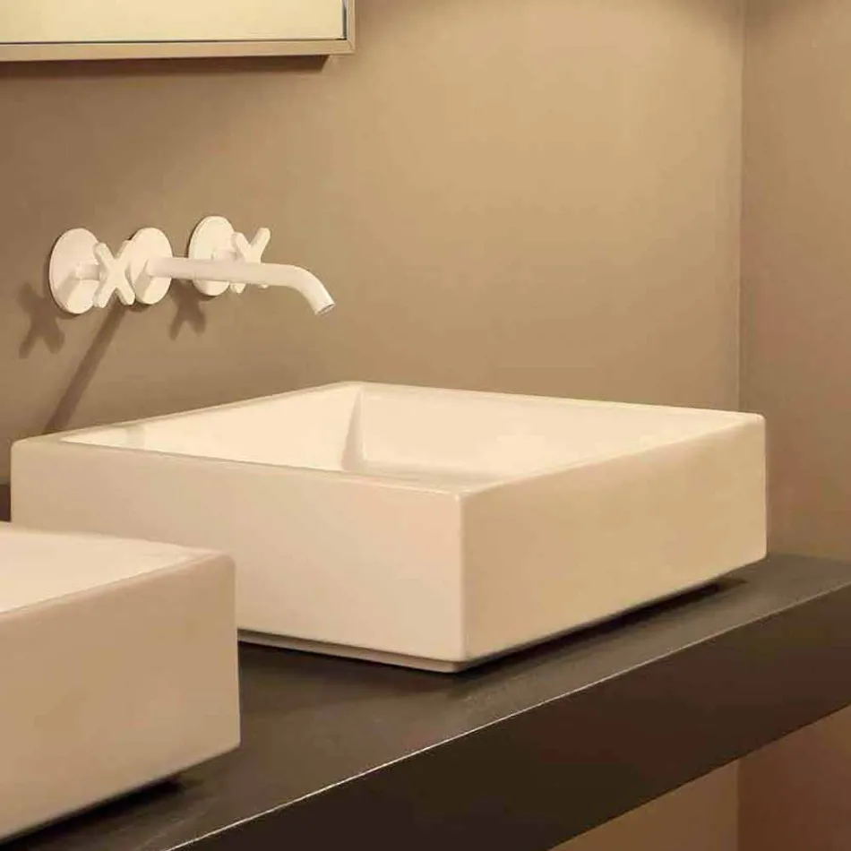 Design rectangular ceramic washbasin made in Italy Dalia Viadurini