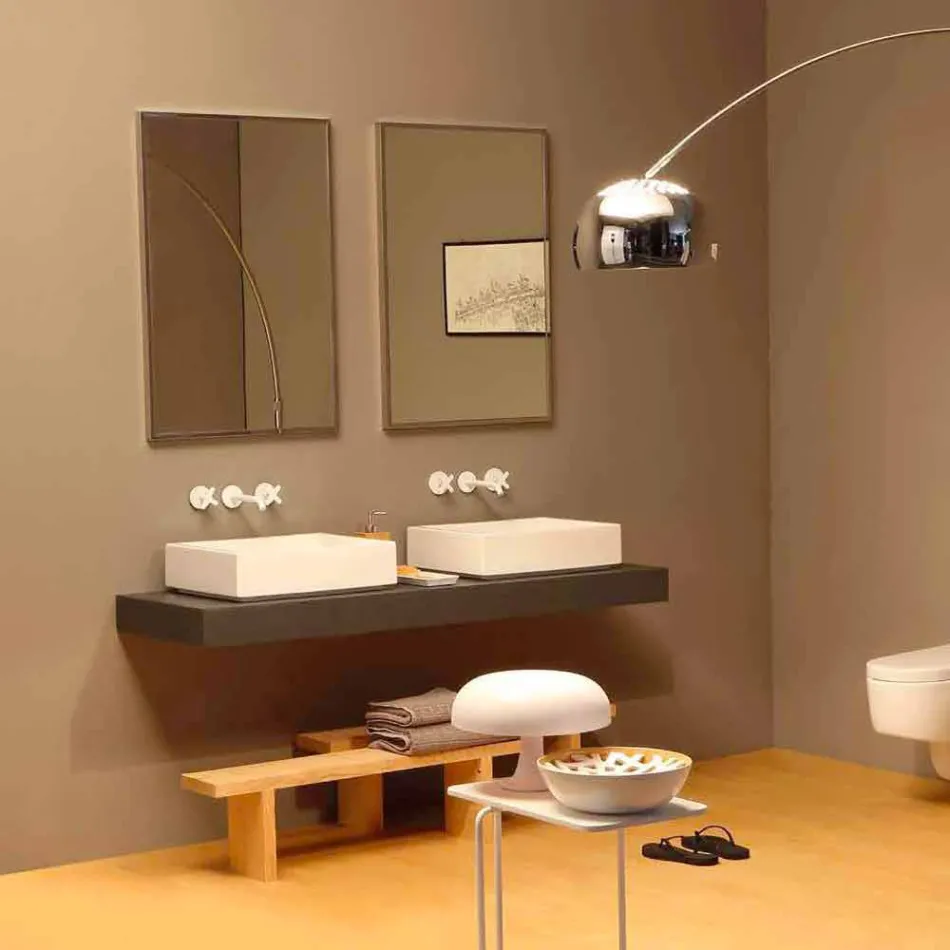 Design rectangular ceramic washbasin made in Italy Dalia Viadurini