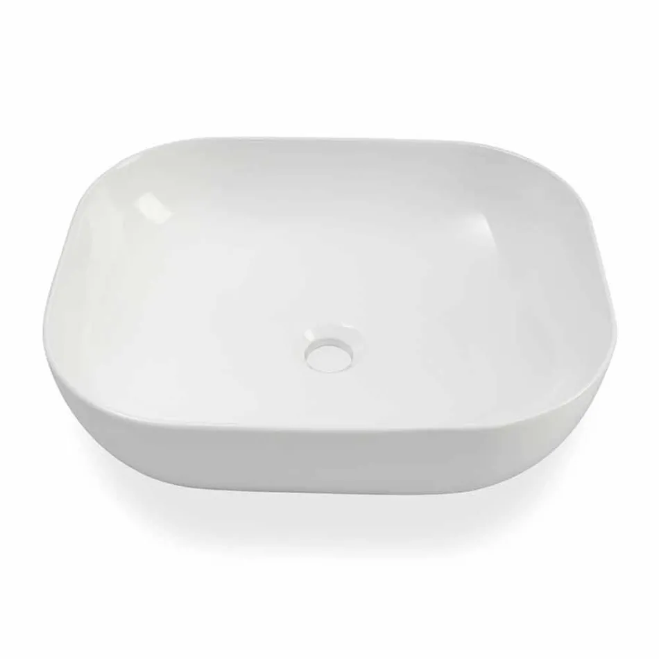 Modern Design Countertop Washbasin in White Ceramic Made in Italy - Turku Viadurini