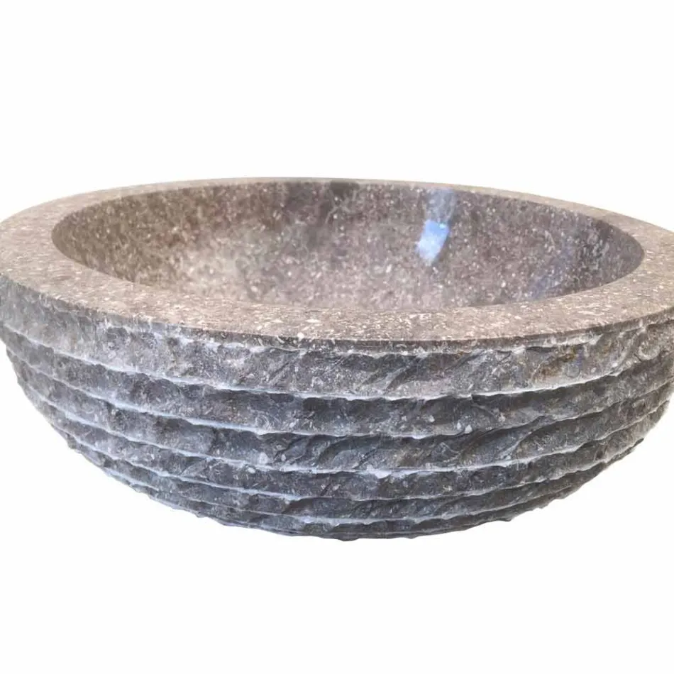 grey natural stone washbasin Finn, one piece Viadurini