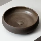 Countertop Sink in Dark or Ochre Refractory Clay - Prisma Viadurini