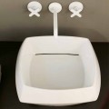White ceramic countertop sink Simon, modern design made in Italy