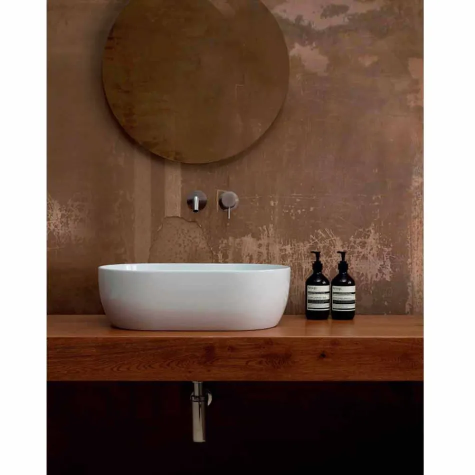 Countertop washbasin in white or colored Star 55x35 made in Italy ceramic Viadurini